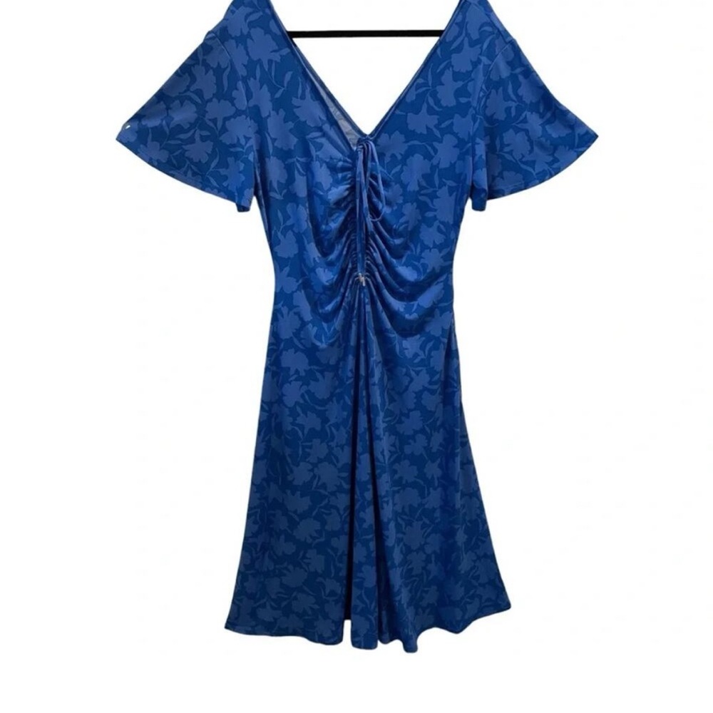 π Michael Kors Blue Floral Midi Dress β Flutter Sleeve Sundress, XL, NWT π - Picture 4 of 13
